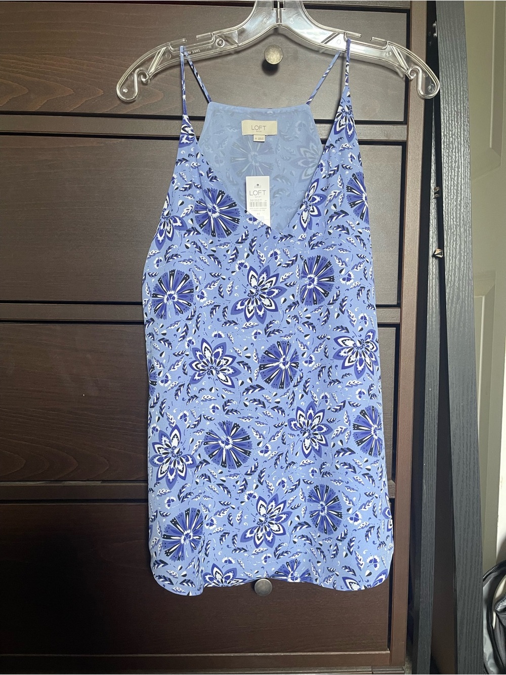 LOFT Lavender Blue Floral V-Neck Spaghetti Strap Cami